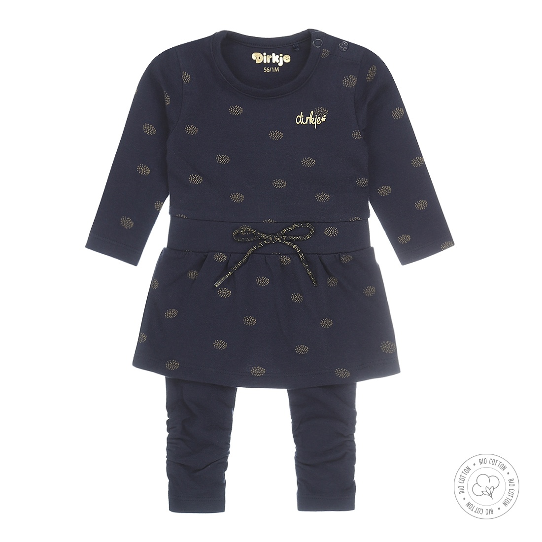 Dirkje babywear 2-delig setje blauw/goud Biokatoen