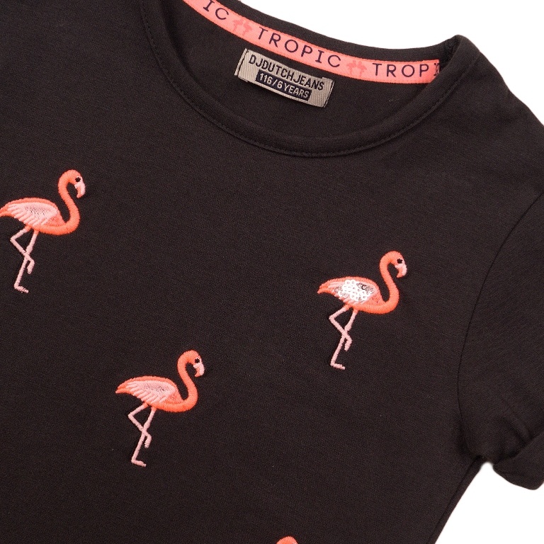 DJ Dutchjeans T-Shirt Flamingo antraciet