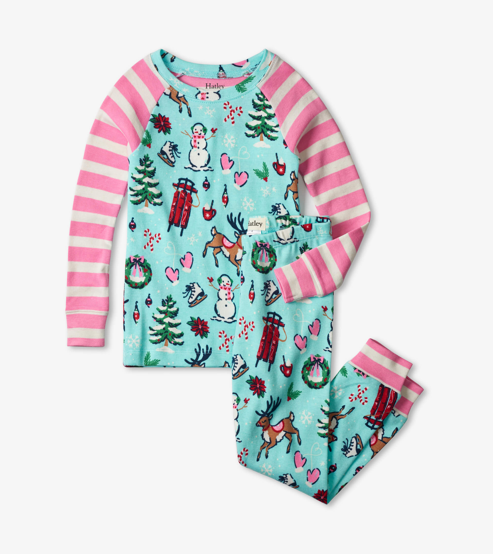 Hatley pyjama winterlandschap roze/blauw