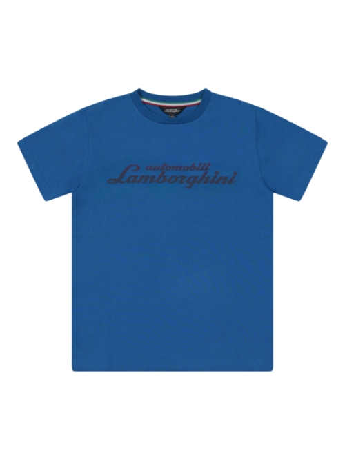 Automobili Lamborghini T-Shirt Rainbow Logoscript blauw