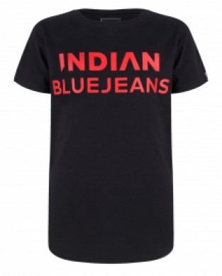 Indian blue jeans T-Shirt zwart met rode tekst