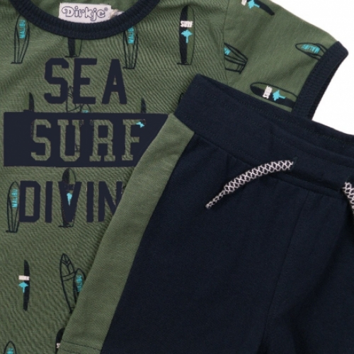 Dirkje babywear 2-delig setje groen/blauw surf