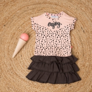 Dirkje Babywear 2-delig setje met rok roze grijs enjoy