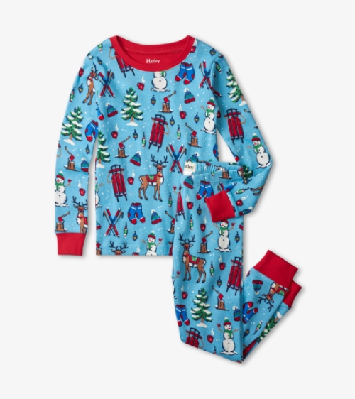 Hatley pyjama winterlandschap blauw